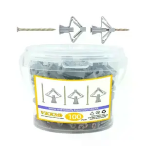 100pcs Drywall Anchor Kit Hollow Wall Anchors Plasterboard Plugs Screws Butterfly Expansion Tube Pipe