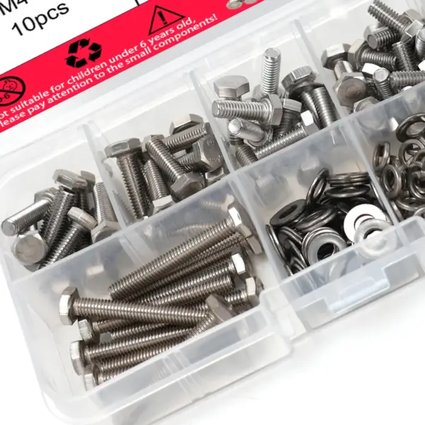 255pcs stainless steel bolts, bolts, nuts, M4 stainless steel bolt, nut and washer combination set