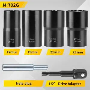 A7THK-Lug Nut Removal Tool 1/2 Inch Swivel Socket Andbolt Extractor Set Metric 17-22Mm Wheel Lock Removal Kit