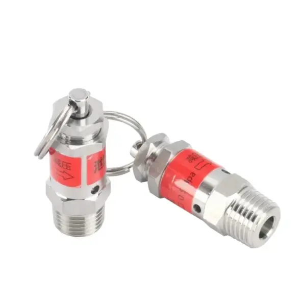 1/8" 1/4" BSPT Male Thread 0.5 1 2 3 4 5 6-10 Bar 304 Stainless Steel Safety Valve Spring Type Pressure Relief Air Release Vent