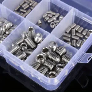 200Pcs/set Stainless Steel Wood Screws Allen Head Socket Hex Set Grub Screw Assortment Cup Point Screw Assortment Kit