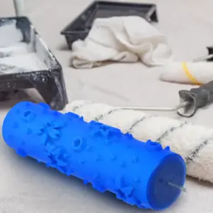 DIY Decorative Pattern Paint Roller Rubber Plastic Handle Home Wall Decoration Texture Paint Roller Kit Refillable