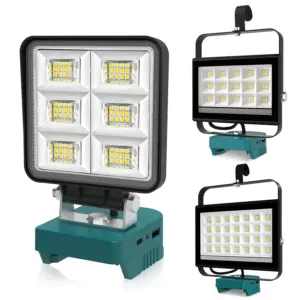 Portable LED Work Light Cordless Emergency Camping Job Site Spotlight 6000K Rechargeable Floodlight Compatible with Makita