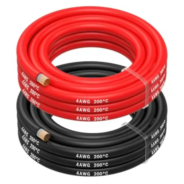 Wire by Gauge Silicone Battery Cable Conductor Red Black Each Flexible Tinned Copper Electrical Wire for Automotive Marine Weld