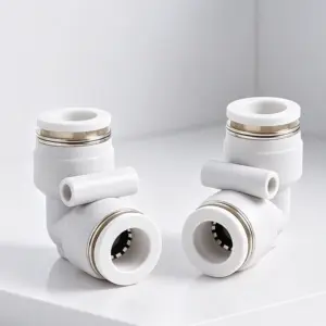 10Pcs Premium White L-type 90° Reducing PVG8-6 Pneumatic Quick Push-in Fitting, PV 12mm Elbow for Air Compressor Pipe