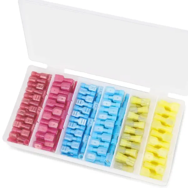 Terminal Quick Disconnect Connectors Kit 200pcs Nylon Spade Wire Connector 22-18AWG Electrical Fully Insulated Crimps