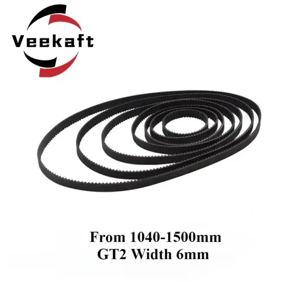 Veekaft 1PCS 3D Printer Parts GT2 6mm Closed Loop Rubber Timing Belt From1040mm To 1500mm Width 6mm 2GT