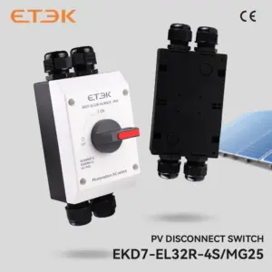 Photovoltaic Solar DC Isolation Switch Outdoor PV Solar Switch 4P 1000V 32A UKPM  Rotating Handle IP66 Waterproof EKD7