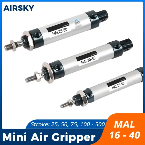 MAL Series Mini Pneumatic Cylinder Bore 16/20/25/32/40mm Stroke 25/50/75/100/200/300mm Single Rod Double Acting Air Cylinder