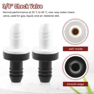 Check Valve 2Pcs 3/8 inch 10Mm Inline Abs One Way Water Non Return Check Valve For Fuel Gas Liquid Air