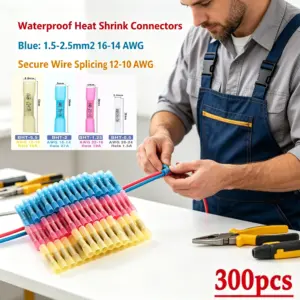 Heat Shrink Butt Connectors Waterproof AWG 16-14, Electrical Wire Splice Sleeve Cable Crimp Terminals 300/200/100/50Pcs