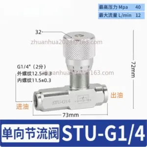 1PC STU-G1/4 High quality flow restrictor Water Check Valve 1/4" hydraulic flow control throttle valve