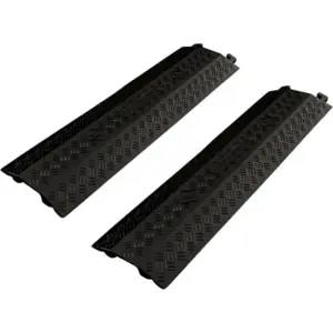 2 Pack Black Single Channel Cable Cover Ramp 37.8"×10.8"×1.5" Heavy Duty Hose Protector for Office Warehouse Indoor Event