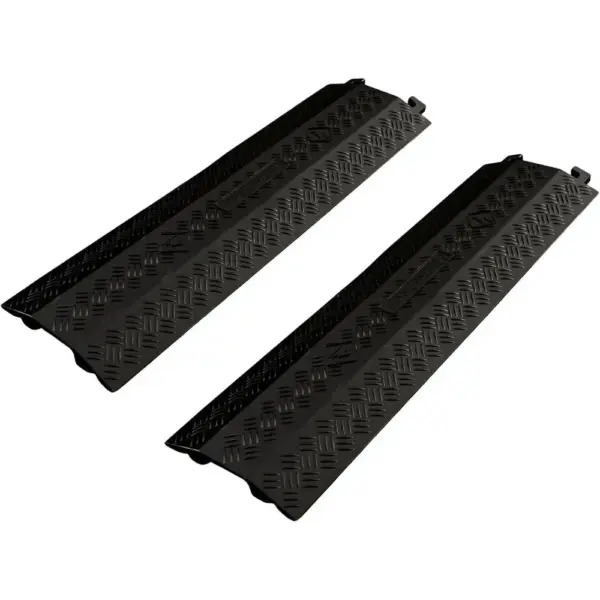 2 Pack Black Single Channel Cable Cover Ramp 37.8"×10.8"×1.5" Heavy Duty Hose Protector for Office Warehouse Indoor Event