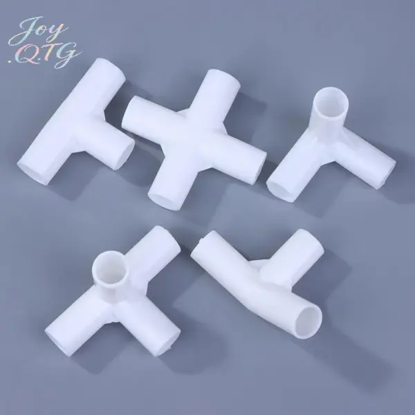 Hot 10PCS 12mm Plastic White Pipe Connector DIY Shelf Tent Fixed Joint Fitting Tee Four Way Straight Elbow Wardrobe Hook Joint