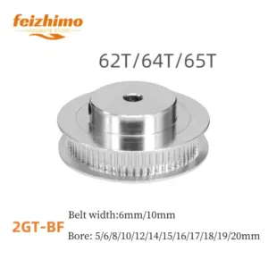 3D Printer Parts GT2 Timing Pulley ,2GT 62T/64T/65T Tooth Teeth Bore 5/6/8/10/12/14-20mm, Synchronous Wheels Width 6mm/10mm Belt
