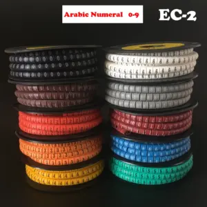 10Roll/Lot EC-2 4mm2 0-9 Letter Print Pattern PVC Flexible Arabic Numeral Sleeve Concave Tube Label Wire Network Cable Marker