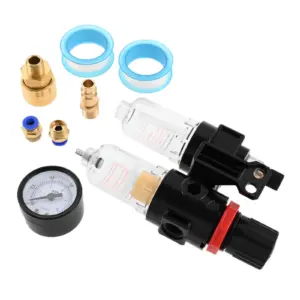 1Set 1/4 Inch Compressed Air Pressure Regulator Water Trap for air Compressor Air with Pressure Gauge Oil Separator Water Trap