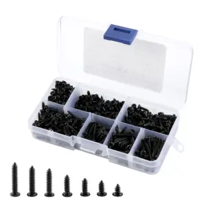500pcs M3 Screws Black Self Tapping Screws Pan Head Cross Self Drilling Wood Screw Assortment Kit 6/8/10/12/16/18/20mm Carbon