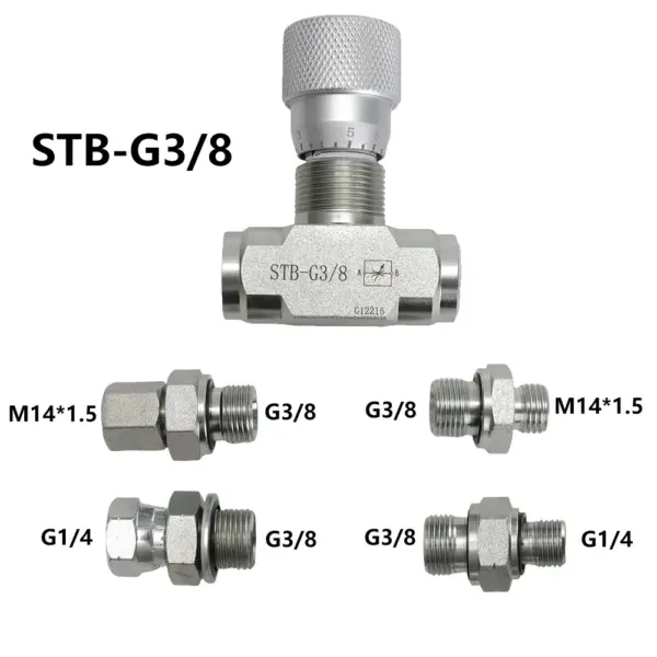 1pc Hydraulic Flow Control Valve 3/8" L08 STB-G3/8 Bidirectional Throttle Valve With Connector For Mini Excavator
