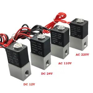 1/8" DC 12V 24V AC 110V 220V Fast Response Solenoid Valve 2 Way Normally Closed Direct-acting Pneumatic Valves For Water Air Gas