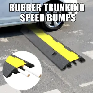 Cable Protector Ramp Wire Cable Cover Cord Guard 2 Channels Rubber PVC Speed Bump Parking Driveway Traffic