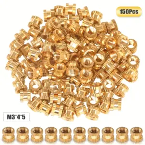 150pcs M3 Brass Insert Nuts | Polished Partial Thread for Plastic & 3D Printing | Heat-Set RH Thread