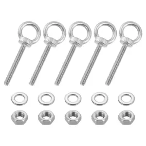 Uxcell 5-50pcs M6 M10 M16 Threaded Eye Bolts with Nuts Washers 304 Stainless Steel Marine Grade Machinery Shoulder Lifting Ring