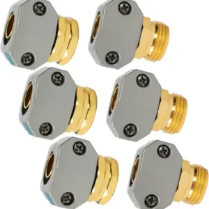 Garden Hose Repair Kit, 3 Sets Aluminum Alloy Connectors, Male & Female, Fit 5/8" & 3/4" Hoses