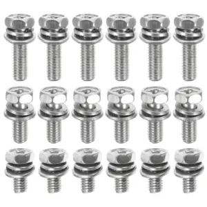 18Pcs Motorcycle Battery Terminal Bolts and Nuts Kit Stainless Steel Hexagon Bolt Nut Set Corrosion Resistant for Motorbike