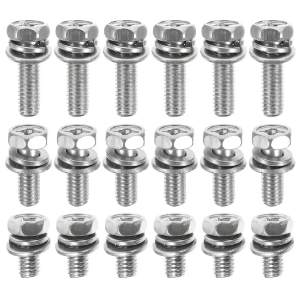 18Pcs Motorcycle Battery Terminal Bolts and Nuts Kit Stainless Steel Hexagon Bolt Nut Set Corrosion Resistant for Motorbike