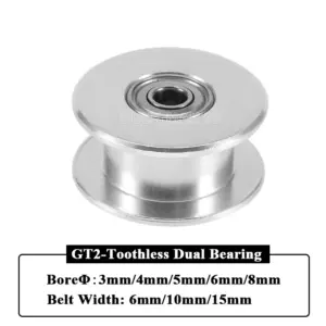 3Pcs GT2 Toothless Idler Timing Pulley Bore 3mm 4mm 5mm 6mm with Bearings for 3D Printer Parts Timing Belt 6mm 10mm 15mm