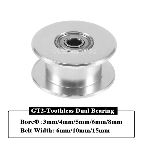 3Pcs GT2 Toothless Idler Timing Pulley Bore 3mm 4mm 5mm 6mm with Bearings for 3D Printer Parts Timing Belt 6mm 10mm 15mm