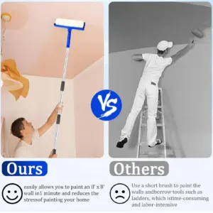 Paint Roller Set Professional Paint Kit Comfortable Tool With Extension Pole For Wall Ceiling Room Renovation Interior
