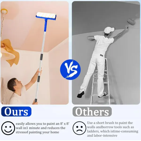 Paint Roller Set Professional Paint Kit Comfortable Tool With Extension Pole For Wall Ceiling Room Renovation Interior
