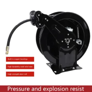 High Pressure Washer Hose Reel 3/8in X 32.81ft Auto Rewind Heavy Duty Retractable Power Wash Hose Reel with 4.9ft Leading Cable