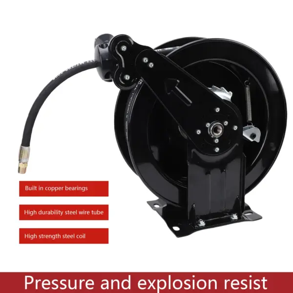 High Pressure Washer Hose Reel 3/8in X 32.81ft Auto Rewind Heavy Duty Retractable Power Wash Hose Reel with 4.9ft Leading Cable