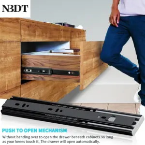 1Pair Push To Release Ball Bearing Telescopic Drawer Slide Rail Full Extension Side Mounted