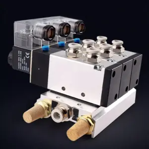 4V110-06 4V210-08 Solenoid Valve 5-way 2-position Pneumatic Air Control Valve Electric Gas Magnetic Valve Alu Body DC24V/AC220V
