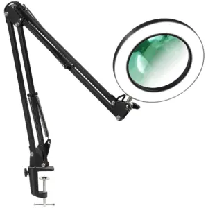 Clip-on Base HD Magnifying LED Light Desk Lamp Swing Arm with Clamp Bedroom Study Lighting Fixtures USB Power Supply Dimming