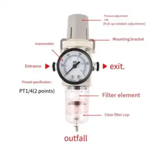 AW2000-02 1/4 Pneumatic Air Pressure Regulator Oil-Water Separator Compressor Air Filter Controller Regulating Regulator Trap