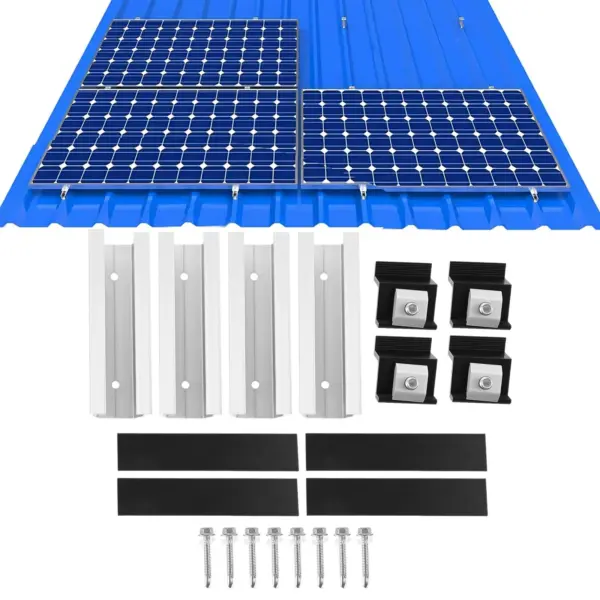 4 Sets Aluminium Mounting Rail Adjustable 30-35mm End Clamp Bracket Solar Panel Bracket Mount Kit for Flat Roof PV Mounting Rail
