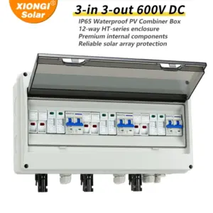 3 input 3 out  Full Copper Wire Solar PV Combiner Box With Lightning Protection DC 600V 20A Fuse MCB SPD Waterproof 3 string Box