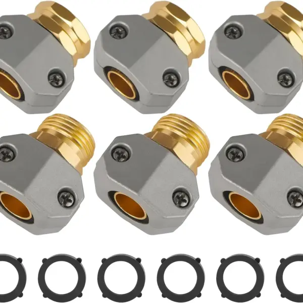 3-Pack Aluminum Garden Hose Repair Kit, Fits 3/4" & 5/8" Hoses, Leak-Proof Male & Female Connectors
