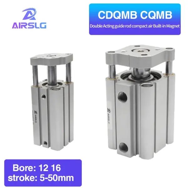 CQMB CDQMB CQMB12 CDQMB12 CQMB16 16 stroke 5-50mm Double Acting guide rod compact air pneumatic cylinder Built-in Magnet model
