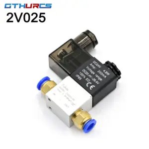 Air Solenoid Valves 2V025-08 2 Position 2 Port 1/4" or 1/8" Normally Closed Valve Pneumatic Solenoid Valve DC 12V 24V 110V 220V