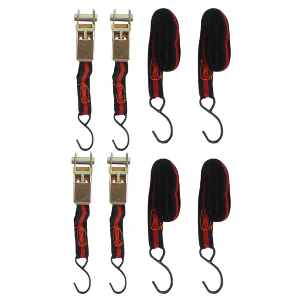 4Pcs Ratchet Tie Down Strap Heavy Duty Cargo Strap 15 Inches for Car Cargo Bundling Kayak Bike Luggage Surfboard Tiedowns