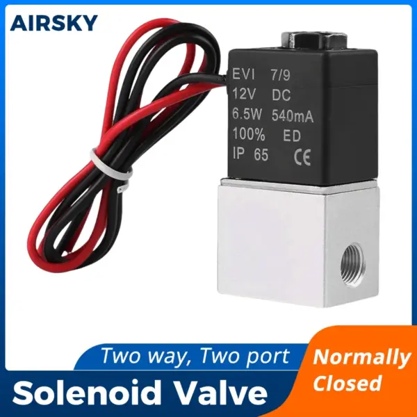 Solenoid Valve DC 12V 24V AC 110V 220V 1/4" 1/8" 2 Position 2 Port Normally Closed Direct-acting Air Pneumatic Magnetic Valve