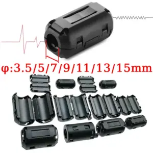 Anti-interference Snap Ferrite Filter For Cable 3.5/5/7/9/11/13MM Ferrite Core Choke Clip EMC Inner Diameter Degaussing Filter