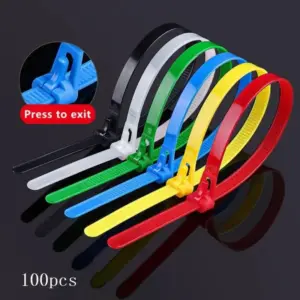 100Pcs Detachable Cable Ties Colored Plastics Reusable Cable Ties Nylon Loop Wrap Zip Ttype Cable Tie Wire Bandage Tie